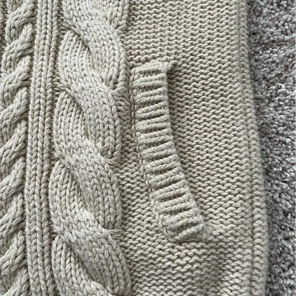 L.L. Bean Beige Cable Knit Turtleneck Sweater - Picture 8 of 15